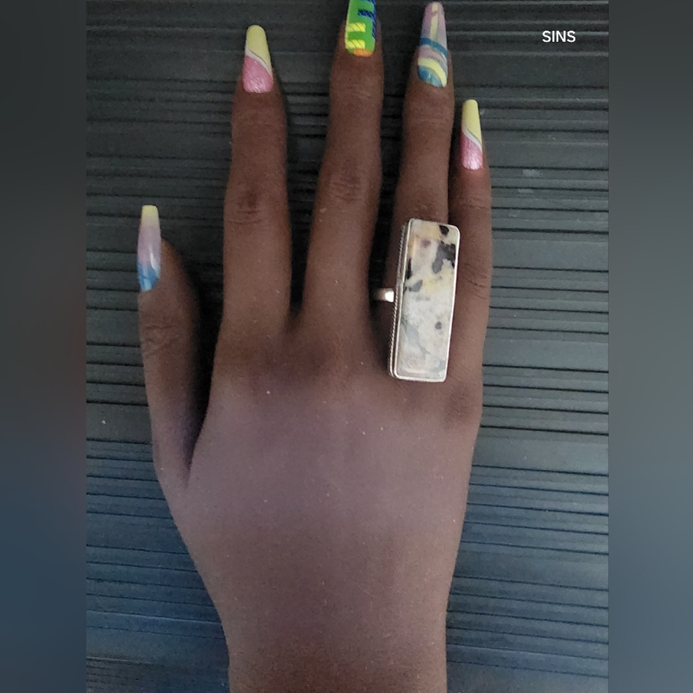 Rectangular Zebradorite 925 Ring